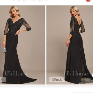 Jj’s House black sequin lace trumpet mermaid evening gown size 6 NEW